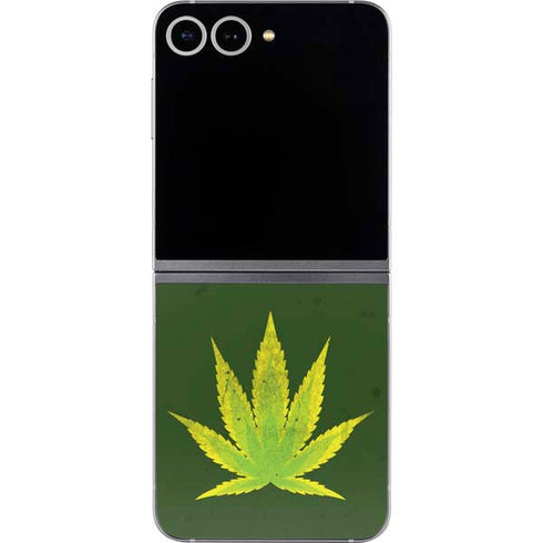 Marijuana Leaf Light Green Galaxy Z Flip6 Skin